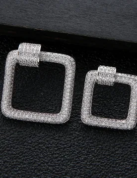 Hibride Fashion Square Design Stud Earrrings for Women Asymmetry Cubic Zirconia Earrings New Trendy Party Jewelry bijoux E-1029 - Aliexpress - FashionsVida