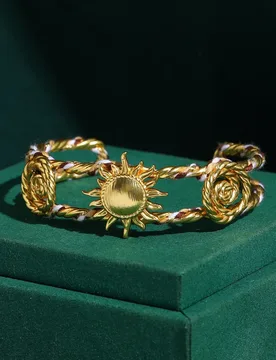 Vintage Cuff Bangles Stone Charm Sun Flower Designer Antique Gold Plated Rope Knot Jewelry Luxury 2026 Classic Accessories - Aliexpress - FashionsVida