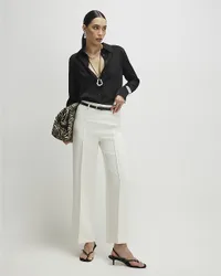 Womens Straight Leg Trousers White Belted Pin Tuck - Size 20 Uk