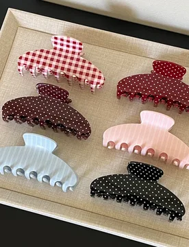 Fashion Large Hair Claw Clips for Women Girls Retro Checkered Polka Dot Strong Hold Non-slip Hair Accessories for Everyday Wear - Aliexpress - FashionsVida
