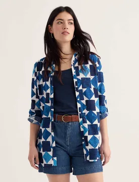 Cotton Rich Geometric Shirt Blue Mix female - Seasalt cornwall - FashionsVida