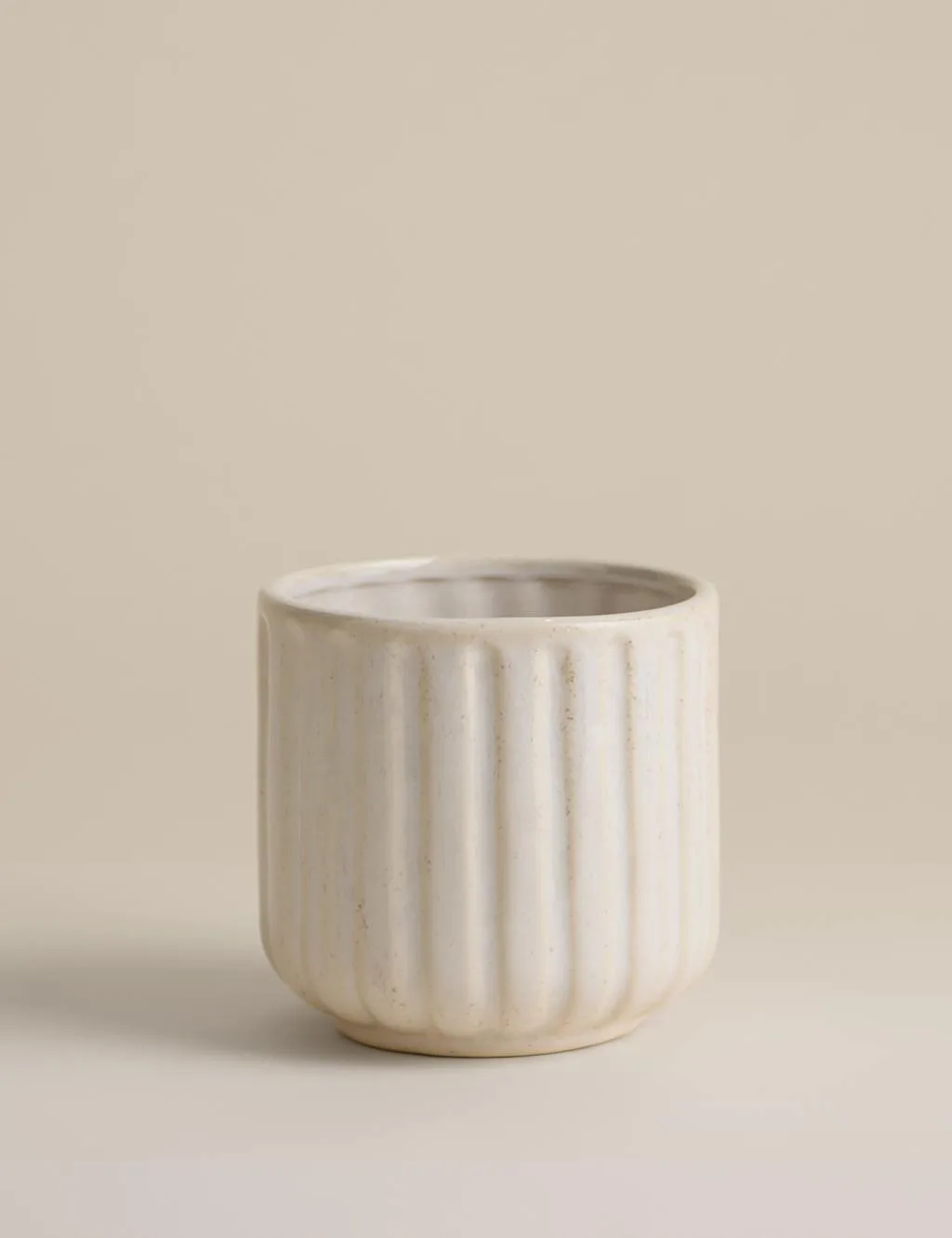 M&S Ridged Ceramic Planter Neutral - M&S - FashionsVida