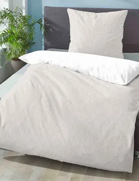 Mako-Satin Bettwäsche PUNKTE - MIX & MATCH taupe, 135x200 cm + 80x80 cm - Biberna - FashionsVida
