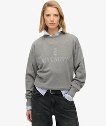 Superdry Damen Lässiges Sweatshirt mit Rundhalsausschnitt in Britischem Design Dark Grey - Größe: 44