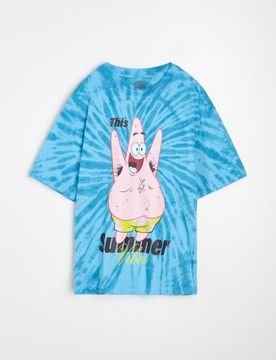 T-shirt in cotone con stampa SpongeBob - multicolor