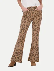 Bootcut Hose im Leo-Muster Braun 36
