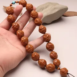 Mm iron-core olive pit beads, small carved beads, short round and long string, eighteen-way God of Wealth bracelet, cute hand