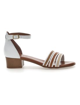 Sandali in Vera Pelle Bianchi-Marroni 243130 38