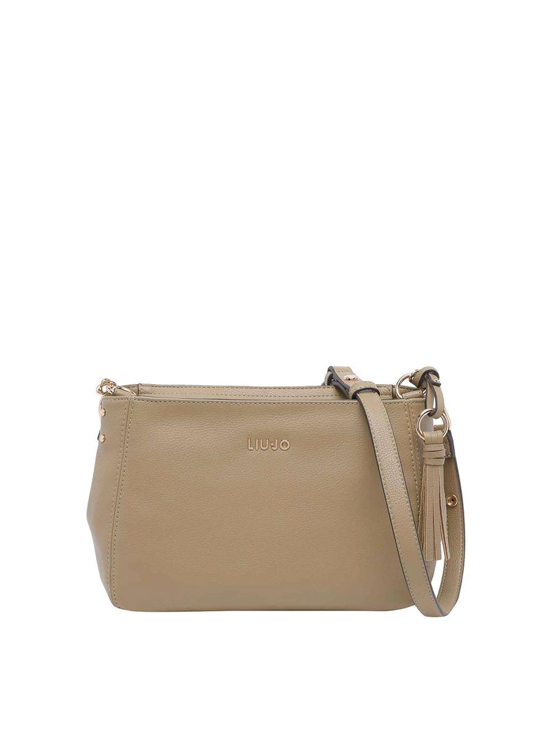 Borsa a tracolla con logo color fango