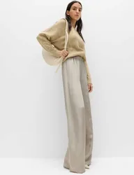 Satin Wide Leg Trousers Stone female