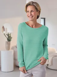Pullover Struktur-Ringel - Mint - female - Size: 40