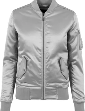 Giubbotto Bomber Donna Ladies Satin Bomber Jacket Silver - Urban classics - FashionsVida