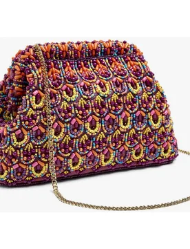 Bolso de fiesta convertible a bandolera con cuentas decorativas y cierre imantado en liso - Parfois - FashionsVida