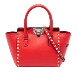 Mini Leather Rockstud Double Handle Tote