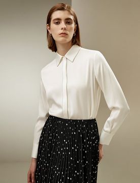 Camicie Donne Eleganti Seta Camicia Bianca100% Seta Di Gelso 100% Seta Di Gelso Stile Rétro Stile Aziendale Xs
