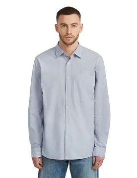 Chemise à Manches Longues 1 Pocket Regular Ash Blue Micro Stripe L