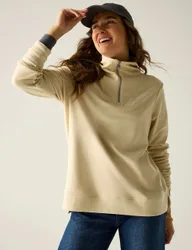 Demmi Funnel Neck Half Zip Sweatshirt Light Cream female