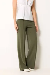 Women's Tall Textured Pleated Wide Leg Trousers in Olive Size: 10XL - Olive - Size: 10XL