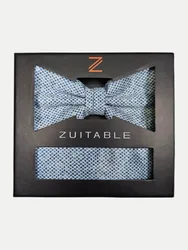 Box mit Fliege & Einstecktuch Blau
