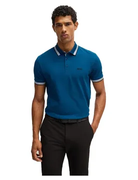 Polo A Maniche Corte Paddy 1021663 Green Open Blue 2XL - BOSS - FashionsVida