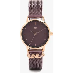 Reloj de mujer de acero inoxidable con abalorio decorativo de lettering