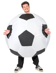 Fußball Kostüm aufblasbar für Erwachsene schwarz-weiß