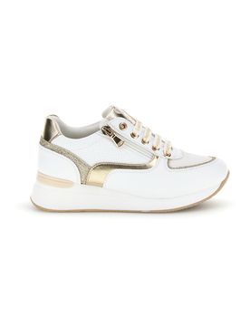 Sneakers bianche con dettagli dorati platform 8481C9758 31