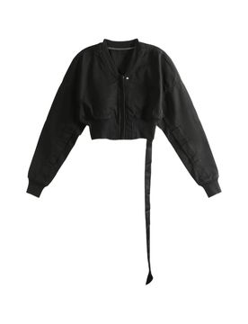 Ribbed Band Collar Concealed Zip-Up Jacket