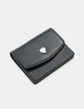 Portafoglio piccolo in similpelle effetto stropicciato - nero