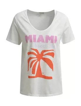 T-SHIRT W ROUNDNECK, 1/4 SLEEVES feale - M - FashionsVida