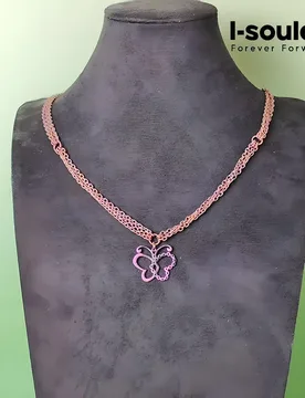 Anodized Pink Titanium Necklace With Butterfly Pendant - Aliexpress - FashionsVida