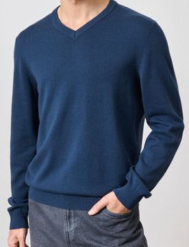Maglione con scollo a V - blu