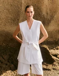 Cotton Rich Pleat Front Tailored Shorts Ivory female