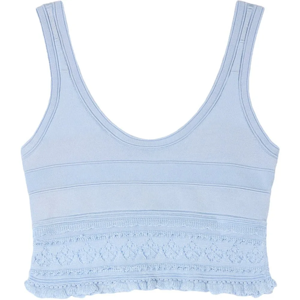 Top de mujer liso corto de punto pointelle con tirantes - sandro - FashionsVida