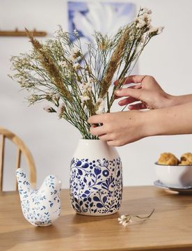 Vaso con motivo vegetale - blu scuro