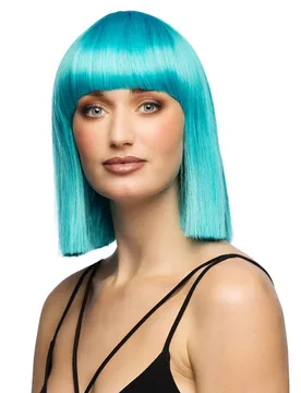 Türkisblaue Luxus-Bob-Perücke für Damen - stylingfähig - female - BOLAND BV - FashionsVida