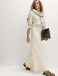Jersey Wide Leg Trousers with Stretch Ecru female