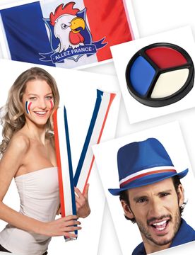 Frankreich-Fanset 4-teilig blau-weiss-rot