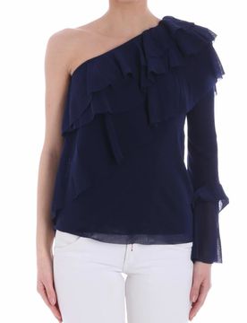 Top monospalla con rouches