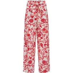 Pantalones wide leg con estampado floral de mujer