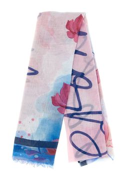 Foulard rosa con stampa floreale 26s204-14