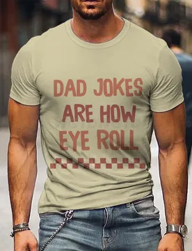 Dad Jokes Are How Eye Roll Vintage Tshirt Father's Day Fun Daddy T-Shirt Men Round Neck Short Sleeve Tees Male Tshirt Gift - Aliexpress - FashionsVida