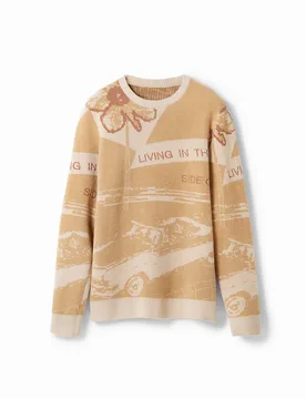 Pull jacquard voiture BROWN XXL male - Desigual - FashionsVida