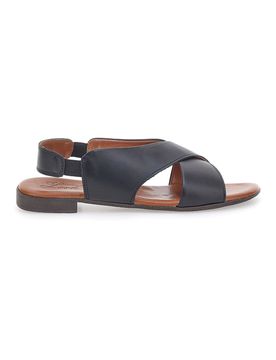 Sandali Neri Flat In Vera Pelle Con Elastico 225435 37