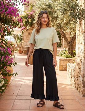 T-shirt in cotone con strass - verde-giallo