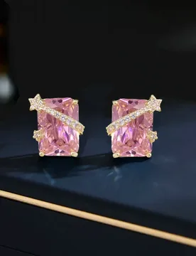 S925 Silver Needle Simple Geometric Rectangle Super Sparkling Five-Pointed Star Zircon Inlaid Niche Design Meteor Earrings - Aliexpress - FashionsVida