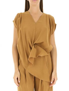 Blusa con drappeggio CAMMELLO M