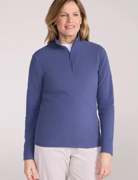 Women's Camber Half Zip Pullover Antipill Fleece Top in Indigo Size: Medium - Indigo - Size: M - Mountain Warehouse - FashionsVida