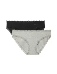 Pack Modern Cotton Lace Bikini Knickers Black/Grey female