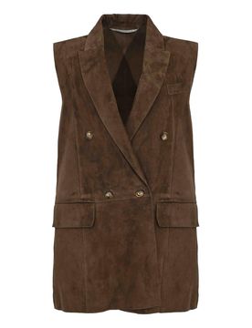 Gilet Lanai In Suede Pecan